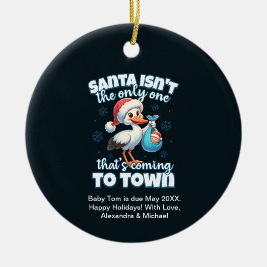 Grappige kerst Baby zwangerschapsaankondiging Keramisch Ornament (Voorkant)