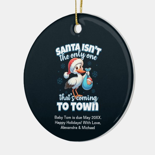 Grappige kerst Baby zwangerschapsaankondiging Keramisch Ornament (Links)