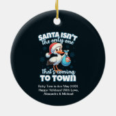 Grappige kerst Baby zwangerschapsaankondiging Keramisch Ornament (Achterkant)