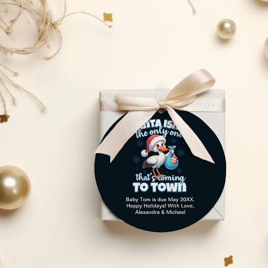 Grappige kerst Baby zwangerschapsaankondiging Ronde Sticker