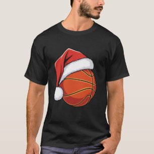 Grappige Kerst Basketbal Kerstman Hoed Sport Baske T-shirt