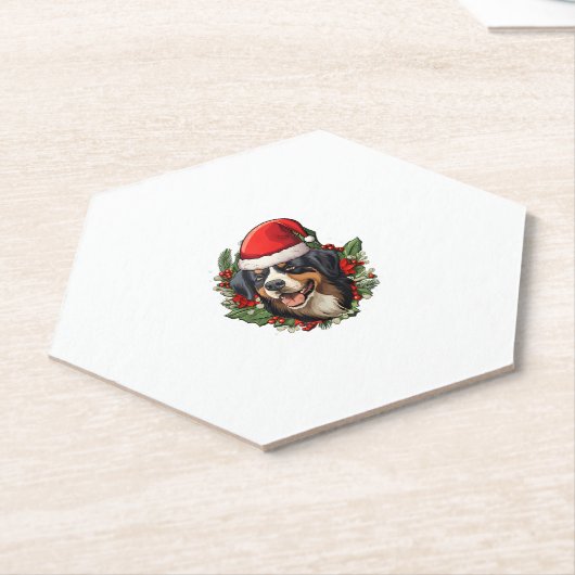 Grappige kerst berner berg hond kartonnen onderzetters (Schuin)