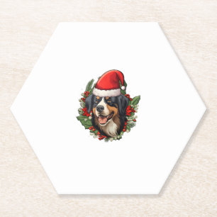 Grappige kerst berner berg hond kartonnen onderzetters
