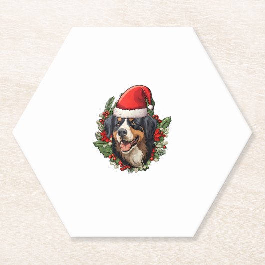 Grappige kerst berner berg hond kartonnen onderzetters (Voorkant)