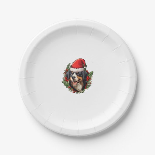 Grappige kerst berner berg hond papieren bordje (Voorkant)