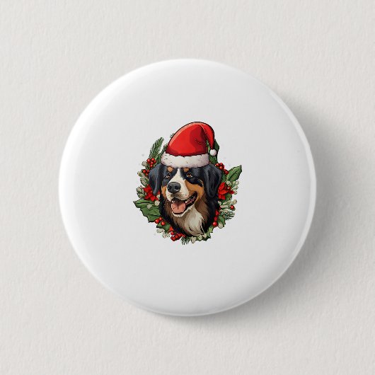 Grappige kerst berner berg hond ronde button 5,7 cm (Voorkant)