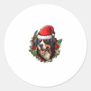 Grappige kerst berner berg hond ronde sticker