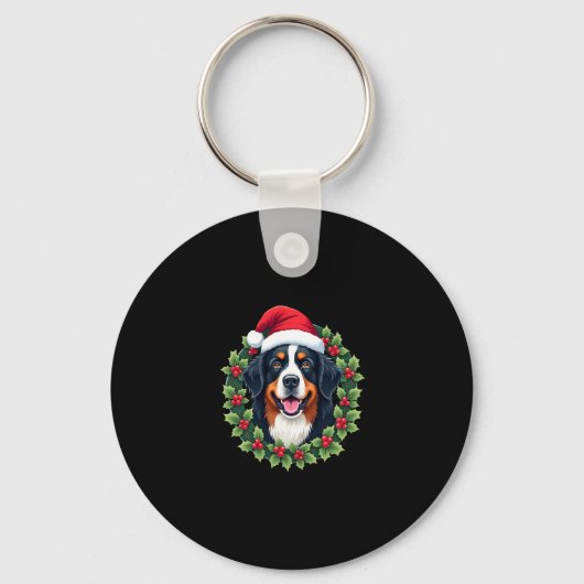 Grappige Kerst Berner Sennenhond Tanktop Sleutelhanger (Voorkant)