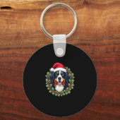 Grappige Kerst Berner Sennenhond Tanktop Sleutelhanger (Voorkant)