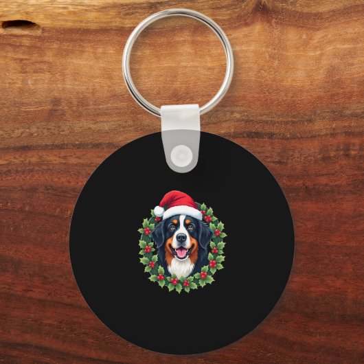 Grappige Kerst Berner Sennenhond Tanktop Sleutelhanger (Voorkant)