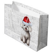 Grappige kerst Bichon Frise Hond Groot Cadeauzakje (Voorkant Gekanteld)