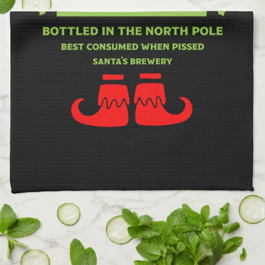 Grappige kerst bier labels theedoek (Gevouwen)