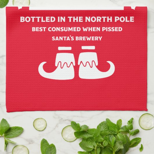 Grappige kerst bier labels theedoek (Gevouwen)