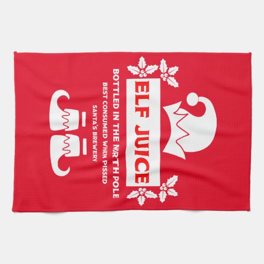 Grappige kerst bier labels theedoek (Horizontaal)