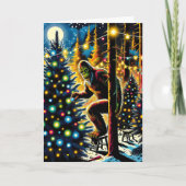 Grappige kerst Bigfoot gepersonaliseerd Feestdagen Kaart (Voorkant)