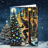 Grappige kerst Bigfoot gepersonaliseerd Feestdagen Kaart
