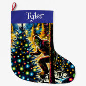 Grappige kerst Bigfoot gepersonaliseerd Grote Kerstsok (Voorkant)