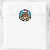 Grappige kerst Bigfoot Sasquatch Ronde Sticker (Tas)