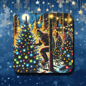 Grappige kerst Bigfoot Vierkante Sticker