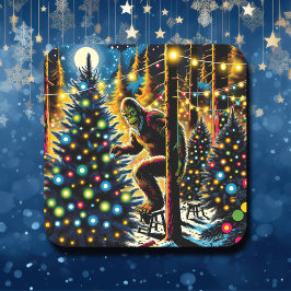 Grappige kerst Bigfoot Vierkante Sticker