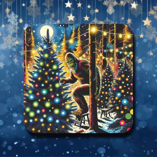 Grappige kerst Bigfoot Vierkante Sticker