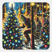 Grappige kerst Bigfoot Vierkante Sticker (Voorkant)