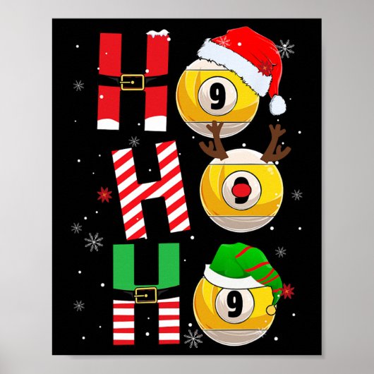 Grappige kerst biljart Ho Ho Kerstmis Matching P Poster (Voorkant)