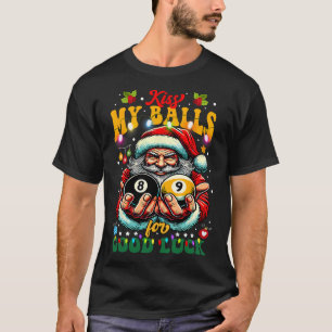 Grappige kerst biljart kus mijn voor geluk t-shirt