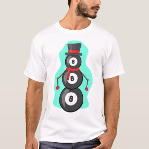 Grappige Kerst Biljart Sneeuwman T-shirt