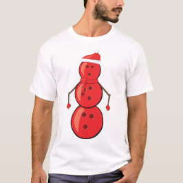Grappige kerst bowling ballen sneeuwman t-shirt