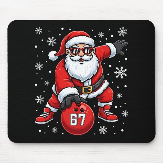 Grappige Kerst Bowling Cool Sinterklaas 6 7 Meme Muismat (Voorkant)