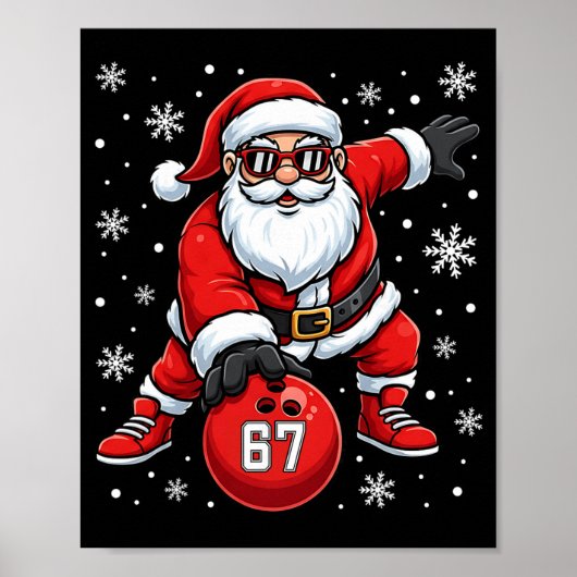 Grappige Kerst Bowling Cool Sinterklaas 6 7 Meme Poster (Voorkant)