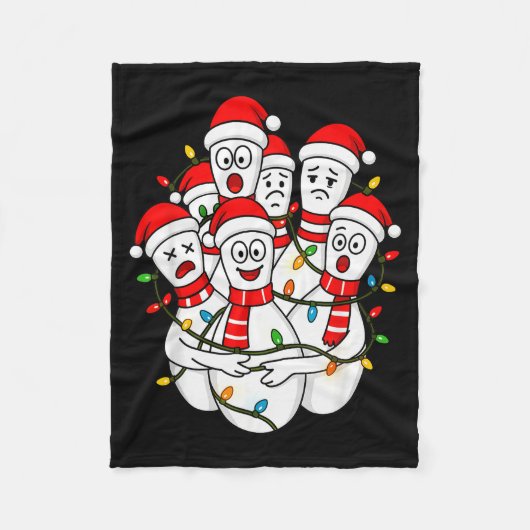 Grappige Kerst Bowling Kerstman Bowling Ns Team Ma Fleece Deken (Voorkant)