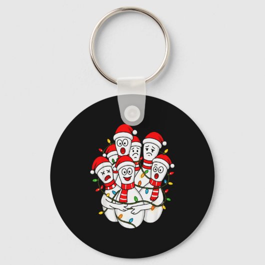 Grappige Kerst Bowling Kerstman Bowling Ns Team Ma Sleutelhanger (Voorkant)
