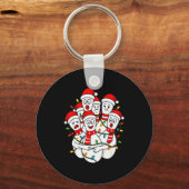 Grappige Kerst Bowling Kerstman Bowling Ns Team Ma Sleutelhanger (Voorkant)
