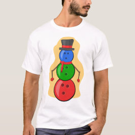 Grappige Kerst Bowling Sneeuwman T-shirt