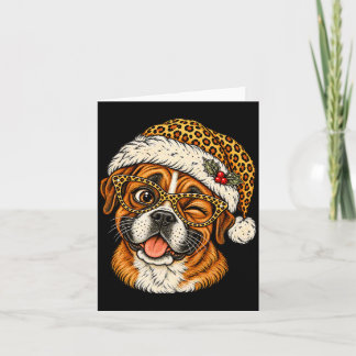 Grappige Kerst Boxer Met Luipaard Kerstman Hoed Cu Kaart