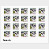 Grappige Kerst Calico Kat Sjabloon Vierkante Sticker (Vel)