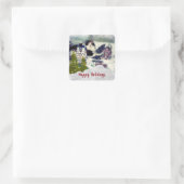 Grappige Kerst Calico Kat Sjabloon Vierkante Sticker (Tas)