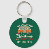 Grappige Kerst Camping S'more Tijd Bij Het Vuur Sleutelhanger (Voorkant)