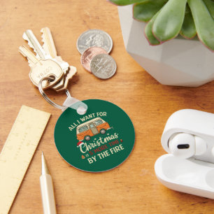 Grappige Kerst Camping S'more Tijd Bij Het Vuur Sleutelhanger