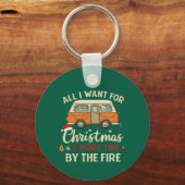 Grappige Kerst Camping S'more Tijd Bij Het Vuur Sleutelhanger (Voorkant)