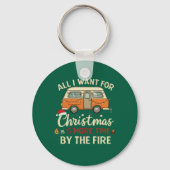 Grappige Kerst Camping S'more Tijd Bij Het Vuur Sleutelhanger (Achterkant)