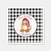 Grappige Kerst Cartoon Cat Santa Hat Vakantie Servet (Voorkant)
