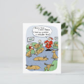 Grappige kerst Cartoon rendier haar en fleece Feestdagenkaart (Staand voorkant)