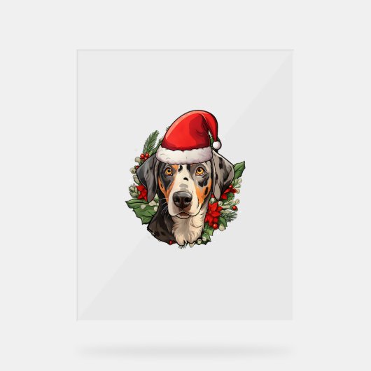 Grappige kerst catahoula luipaard hond acryl bord (Voorkant)