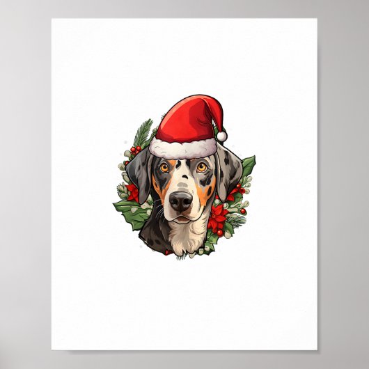 Grappige kerst catahoula luipaard hond poster (Voorkant)