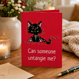 Grappige Kerst Chagrijnige Kat Kaart
