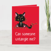 Grappige Kerst Chagrijnige Kat Kaart (Voorkant)