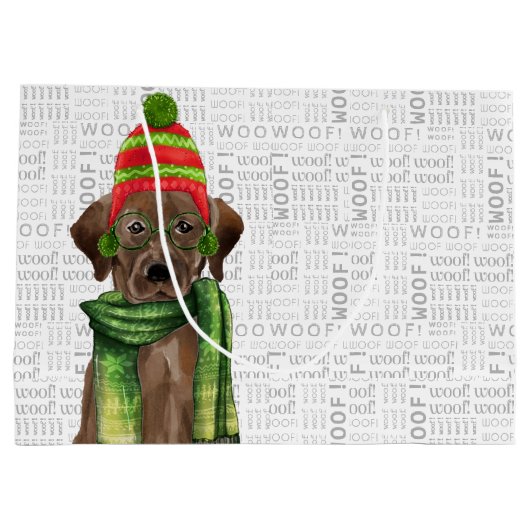 Grappige kerst chocolade labrador hond groot cadeauzakje (Achterkant)